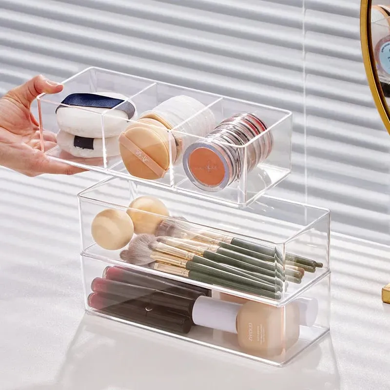 Acrylic Cosmetics Storage Box for Lipstick Makeup Brushes Layered Storage Desktop Drawer Comestic Tools Makeup Puff Storage Box — image 3