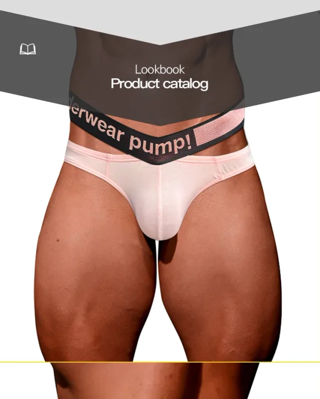 Trendy Little Triangle Masculino Juventude Cintura Baixa Ajuste Fechado Hip Lift Elástico Rosa Gradiente Com Decote Em V Pendurado — image 16