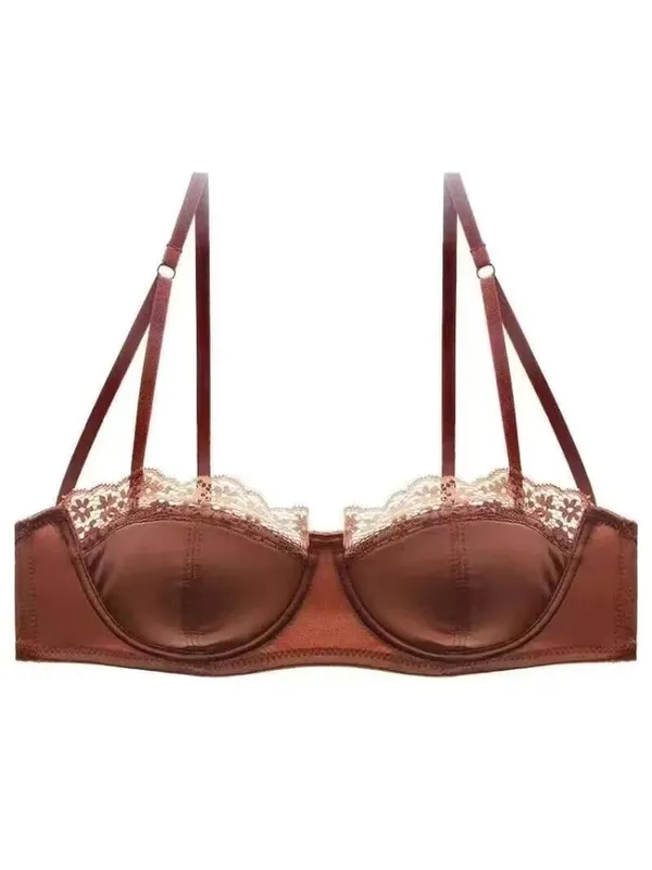 Sexy French Half Cup Invisible Bra Set Soft Underwire Minimizer Push Up Lingerie Set S-XL Comfort Breathable Anti Sag Stylish — image 12