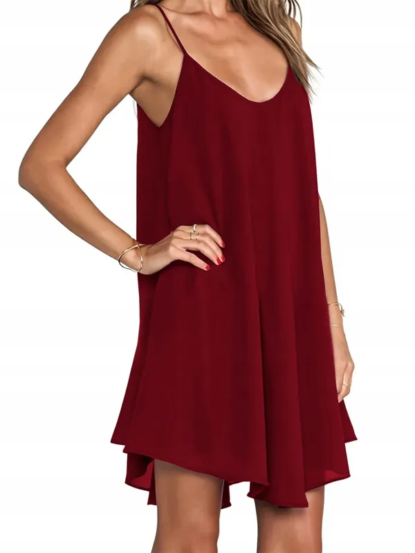 Pure Color V-Neck Asymmetric Hem Plus Size Knit Spaghetti Strap Maxi Dress Soft Comfort Effortless Chic Casual All Season Lightweight Solid Flowy Sleeveless Long Dress For Curvy Women — image 7