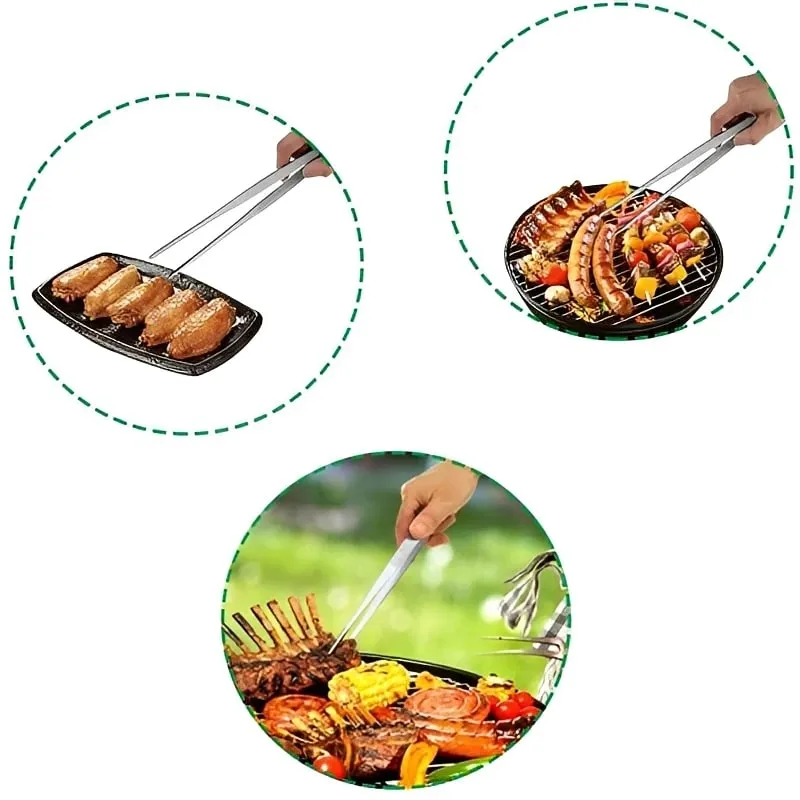 Stainless Steel Multifunction Barbecue Tongs Food Clip BBQ Kitchen Gadgets Cooking Tweezers Buffet Tool CFQJ006 — image 5