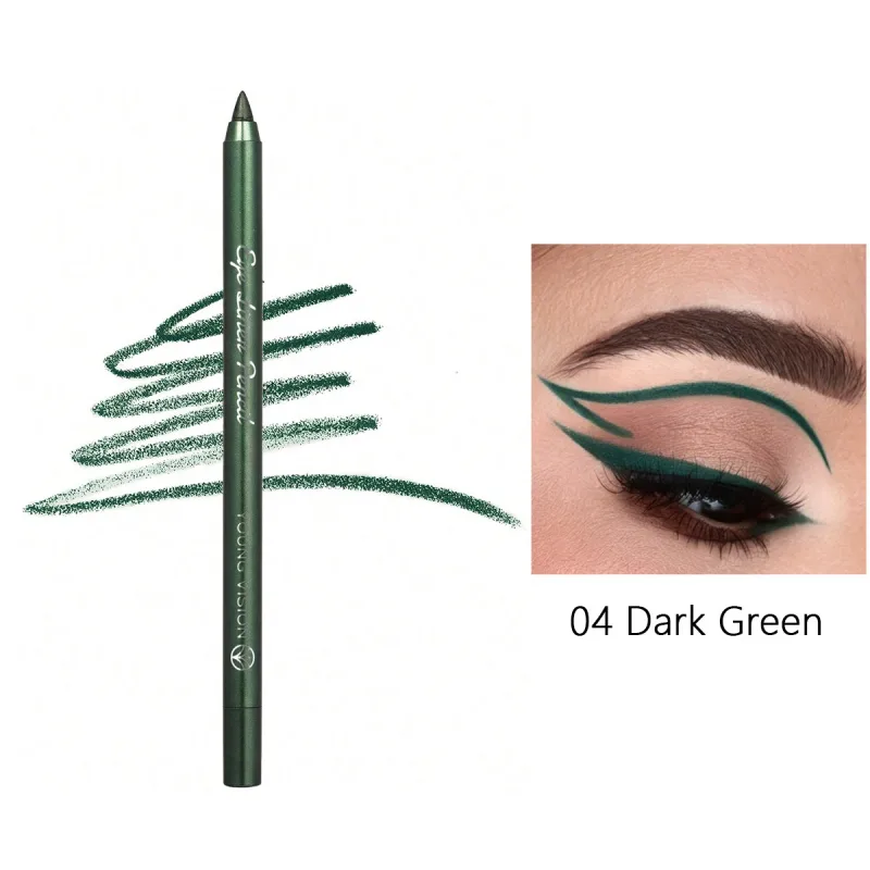 1Pc Waterproof Blue Green Eyeliner Pencil Smudge-Proof Long-Lasting Pearlescent Glitter Eye Liner High Pigmented Punk Eye Makeup — image 9