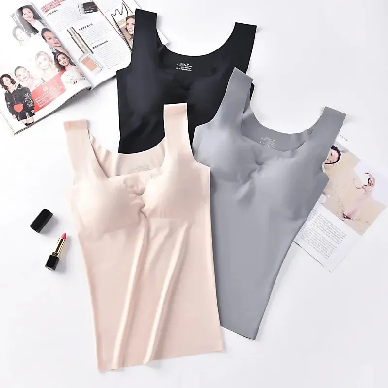 Ice Silk Wireless Padded Tank Top Push up Seamless Vest Crop Camisole Feminino Sleep Cami Soutien Gorge Lingerie Tee — image 2