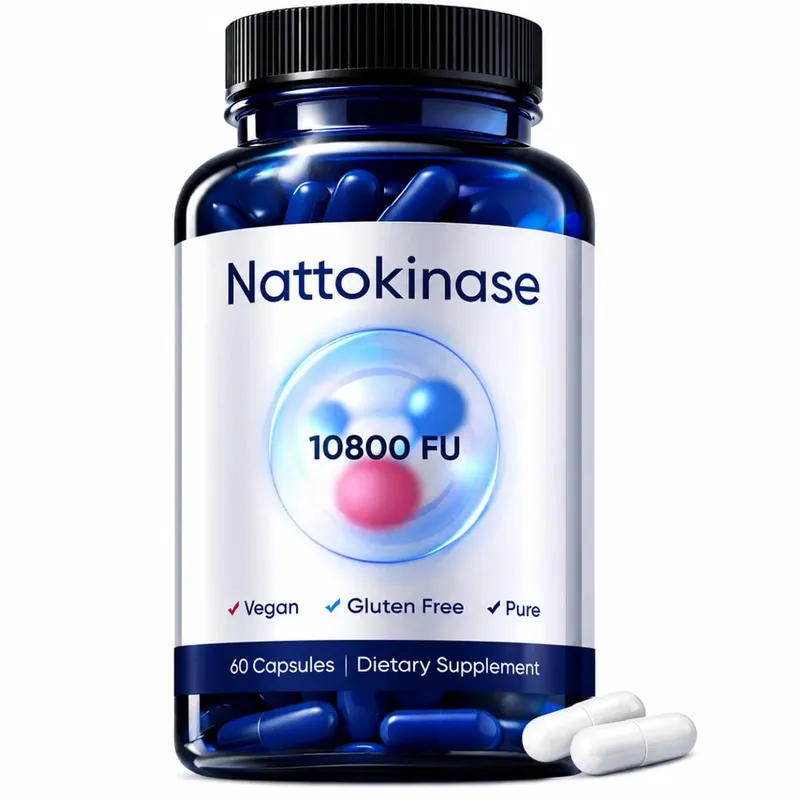 60 Count Organic Nattokinase 10800 FU Capsules Heart Health Support Vegan Gluten-Free Natural Blood Clot Dissolving Supplement