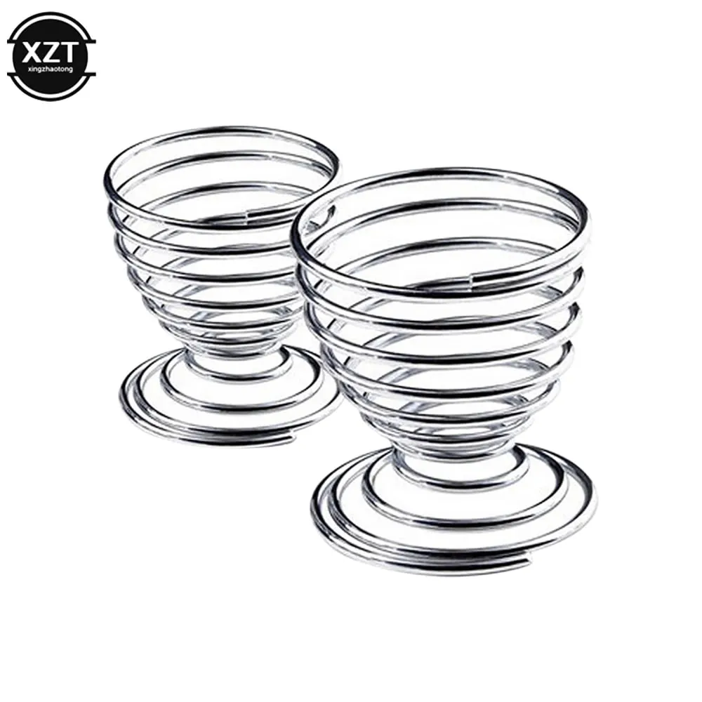 2PCS Eggs Holder Spiral Stainelss Egg Cup Boiled Kitchen Breakfast Hard Boiled Spring Holder Egg Cup Cooking Tool Kitchen Gadget — image 9