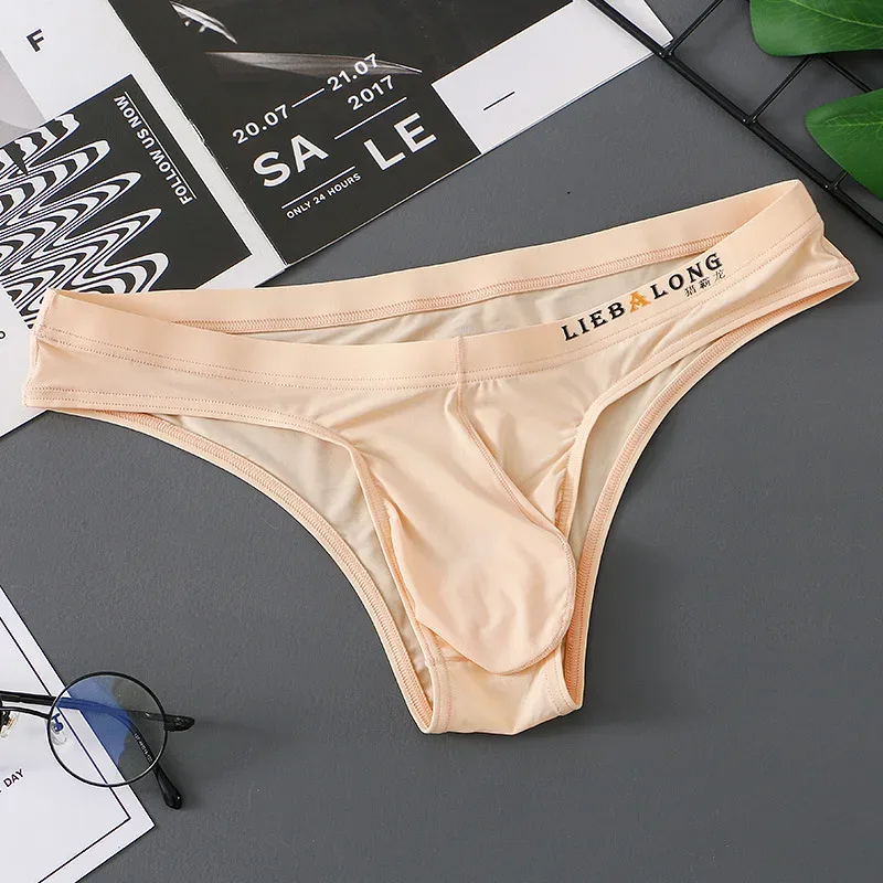 Cuecas masculinas biquíni sexy roupa interior masculina de seda gelo pênis bolsa cuecas calzoncillos hombre deslizamento gay lingerie sólida — image 17