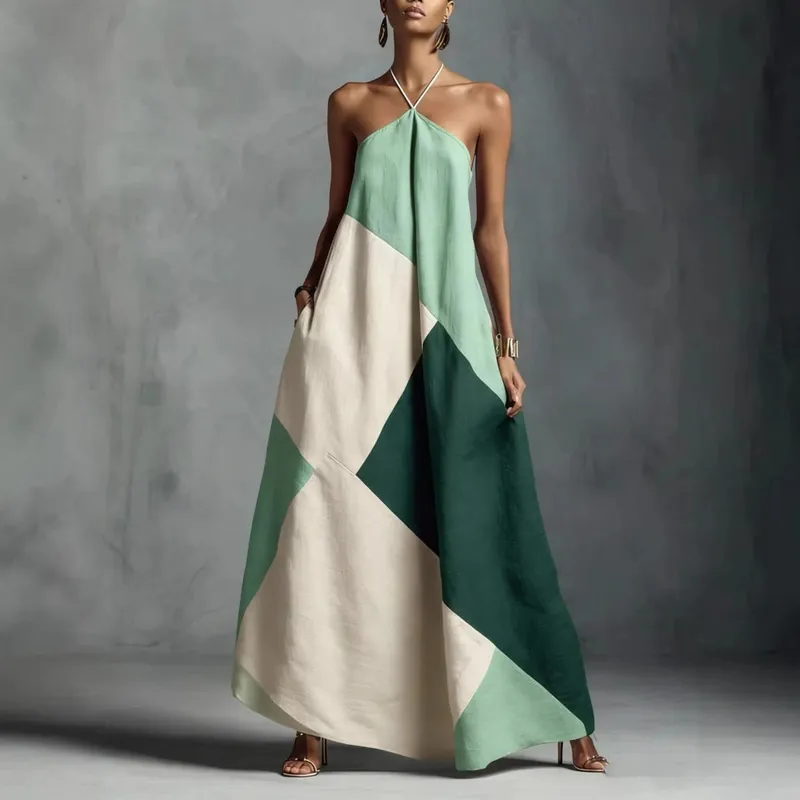 2026 New Cross-Color Printed Cross-Border Dress Loose Long Skirt Leisure Spring and Summer Style — image 2