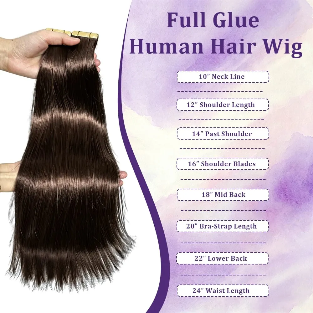 16-22 Inch Tape in Hair Extensions Human Hair Seamless Invisible Remy Hair Extensions Tape ins for Women Brazilian Dark Brown 21Pcs 50g 100% Human Hair — image 3