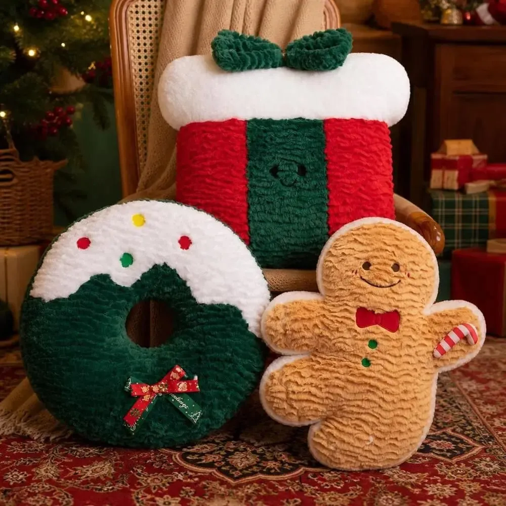 Cute Creative Shape Christmas Pillow Soft Stuffed Comfortable Waist Cushion Seasonal Pattern Tree Pillow Home Decor — image 2