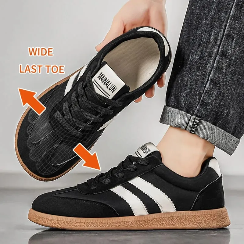 Men's Wide Width Sneakers - Large Size PU Upper & PVC Sole Low-Top Shoes Suitable for Indoor/Outdoor Work Travel Ca