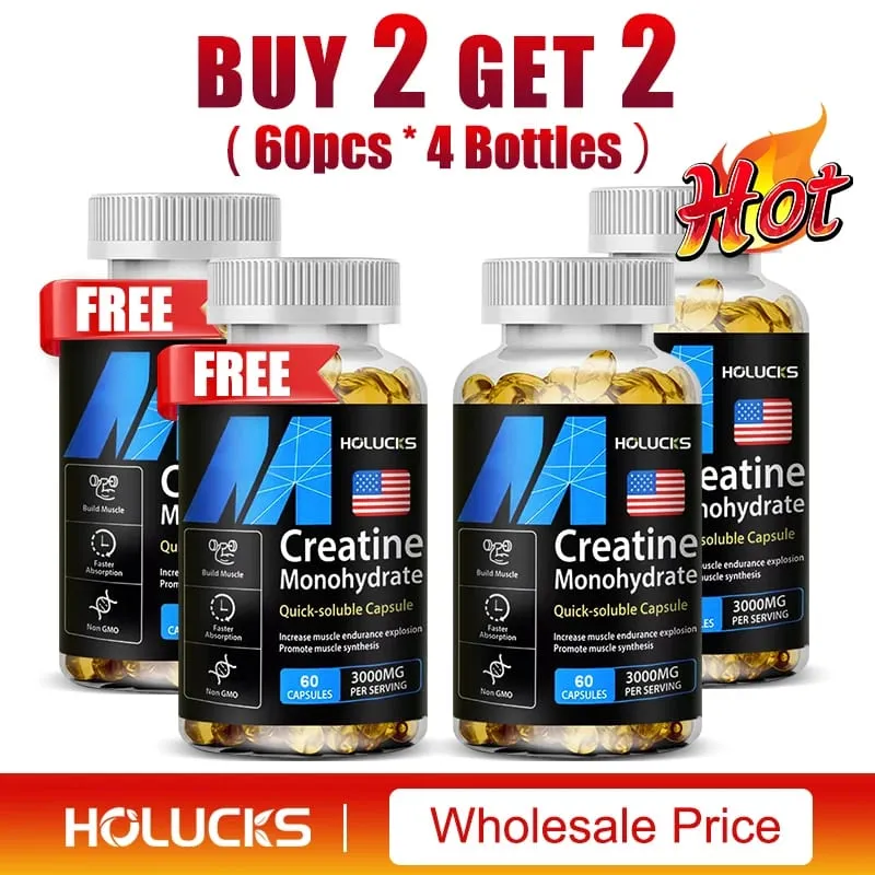Buy 2 Get 2 Free! Pure Creatine Monohydrate Capsules Support Muscle Growth Strength & Performance Enhances Cognitive Function — image 11