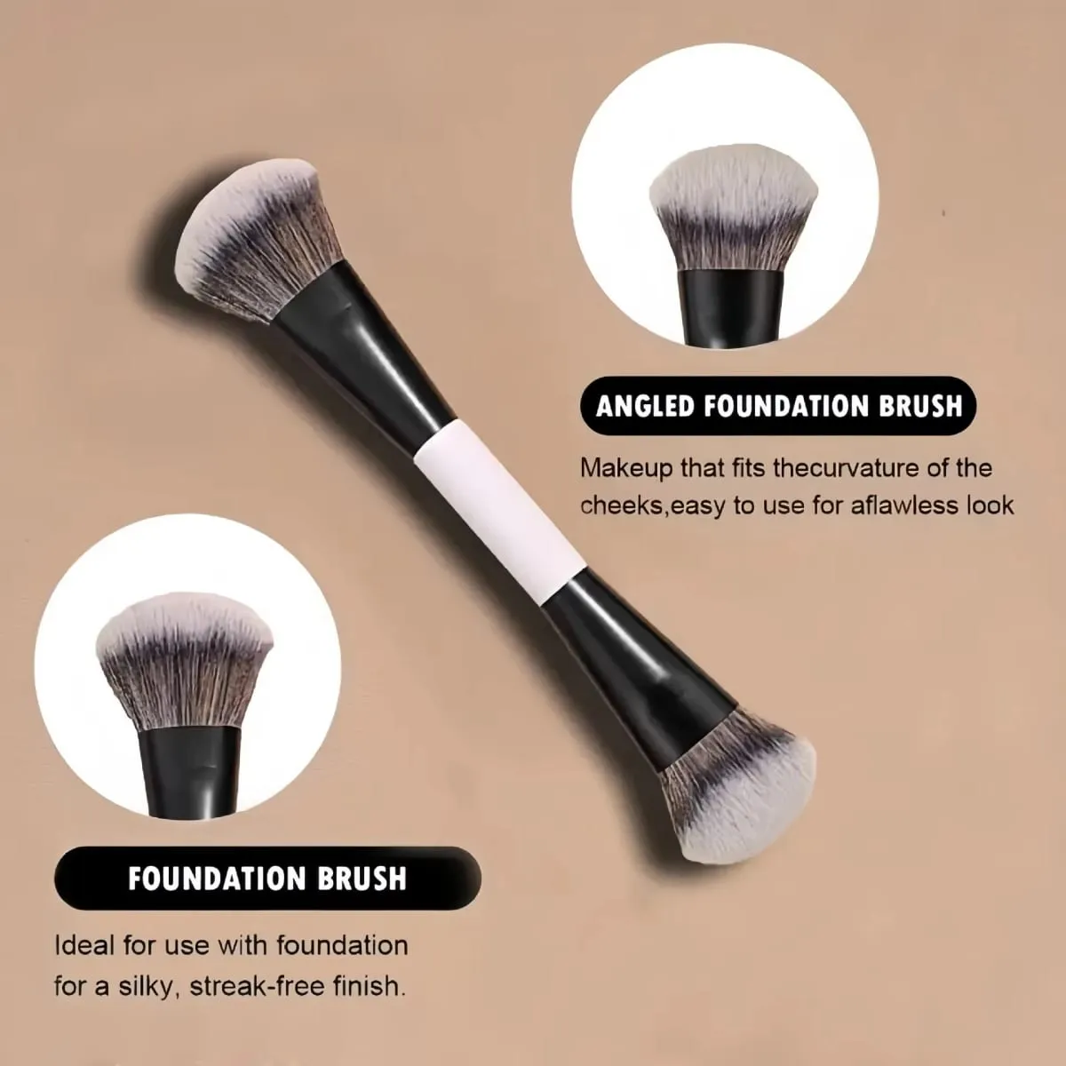 1pc Double Ended Angled Foundation Makeup Brushes Multifunctional Blush Make Up Brush Wood Handle Cosmetic Tool Mari F4 — image 5