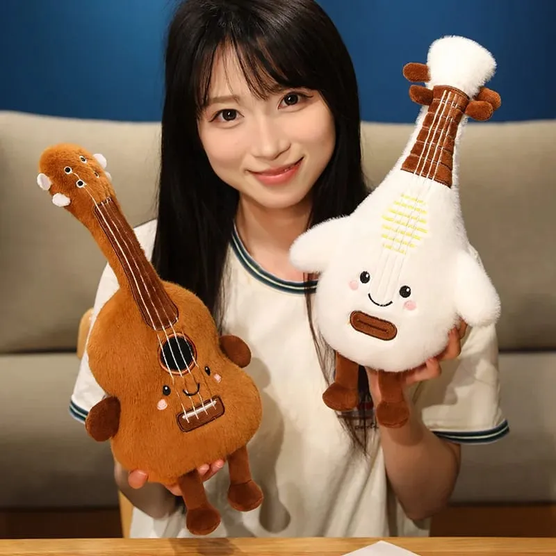 New Musical Instrument Doll Piano Pipa Pillow Cushion Brown Guitar Drum Plush Toy Cute Kawaii Birthday Gift Children Home Decor — image 8
