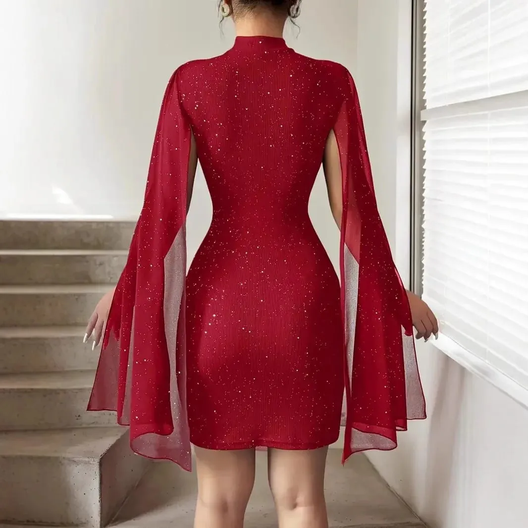 Dampaket Hip Miniklänning Ny Vår Sommar Fahsion Elegant O-hals Solid Casual Festklänningar För Kvinnor Robe Femme — image 5