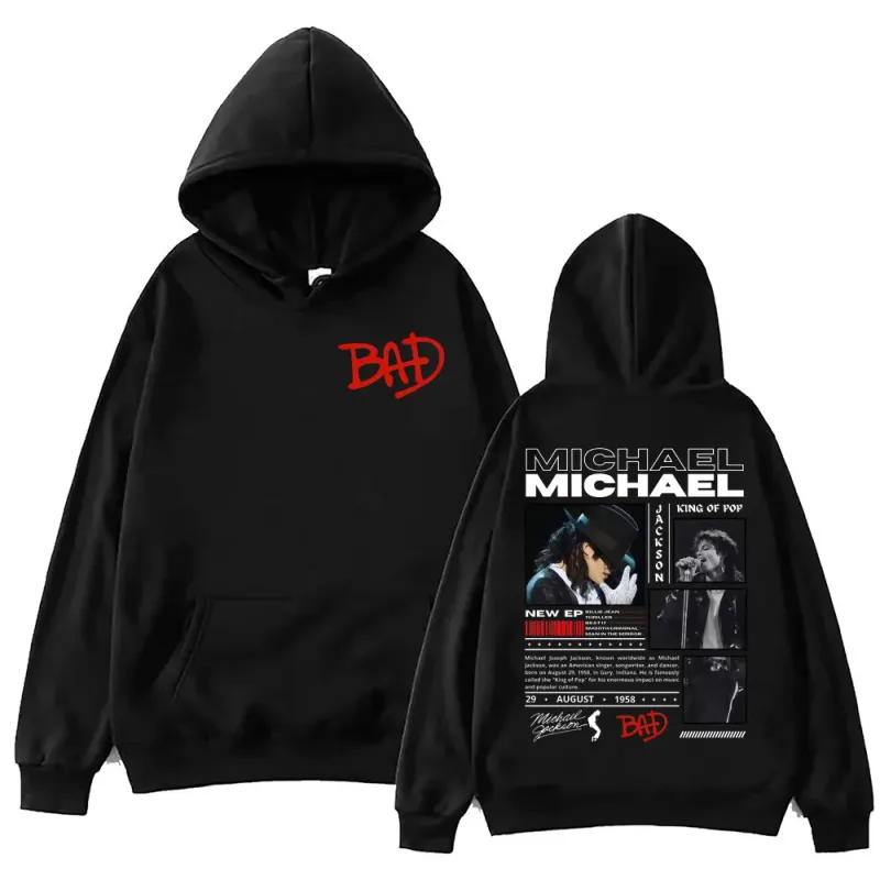90's Rock Singer Michael Jackson Merch Hoodies Fashion Vintage Hooded Sweatshirts Men Women Casual Loose Pullovers Streetwear — image 1