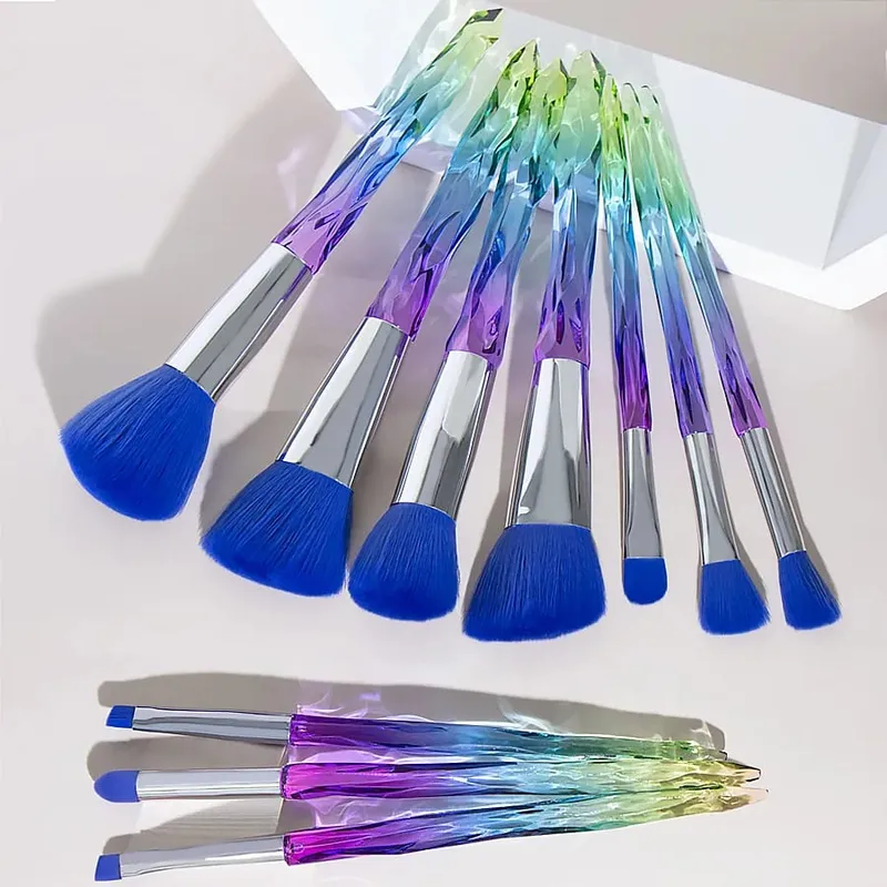 Purple Crystal Handle Makeup Brush Set Soft Synthetic Hair Foundation Blush Eye Shadow Cosmetic Brushes Kit — image 13