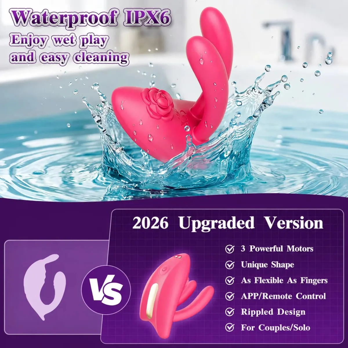 Rechargeable G-Spot and Clitoral Vibrator for Couples 3 Powerful Motors 9 Vibration Modes App Control Silicone Toy for Ultimate — image 5