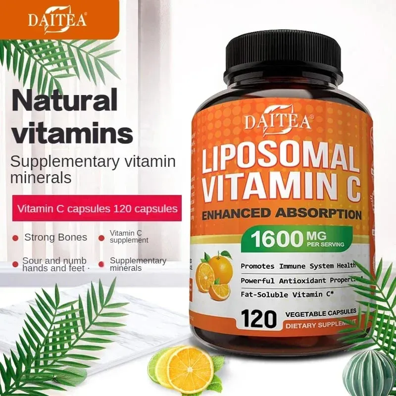 Liposomal Vitamin C 1600 Mg - Highly Absorbable Fat Soluble Vitamin C Antioxidant Supplement Immune System & Collagen Booster