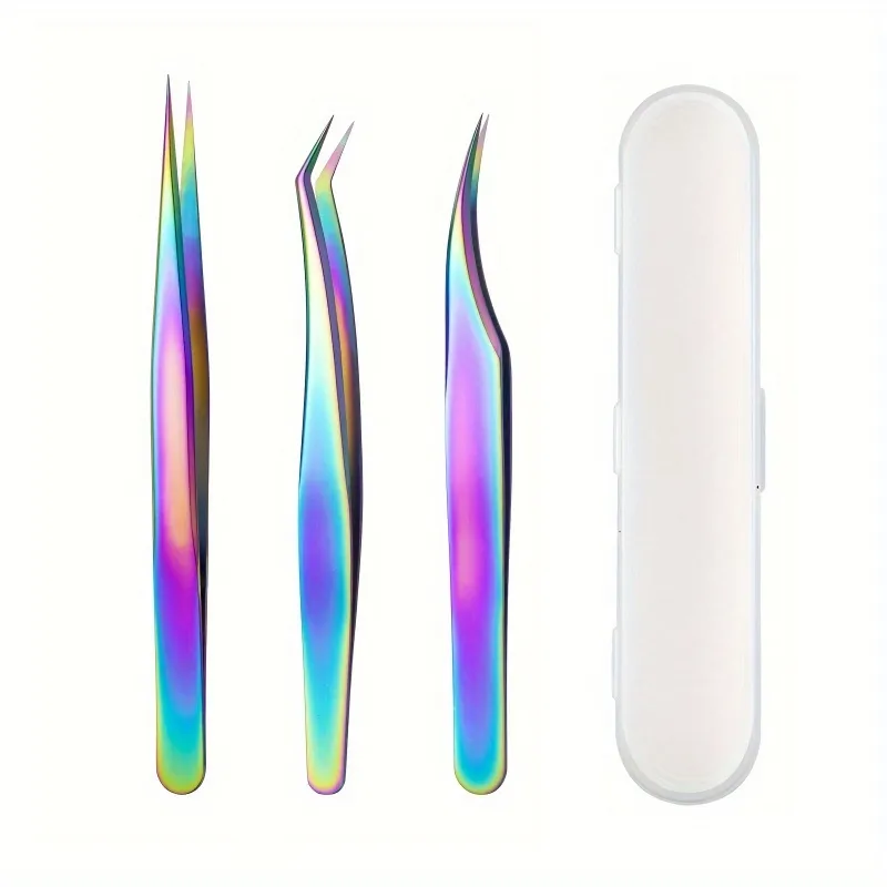 3 Pcs Set Stainless Steel Eyelash Tweezers Set Multi-Functional Makeup Tool Eyelash Tweezer Hair Removal Tweezer Pointed Tweezer — image 4