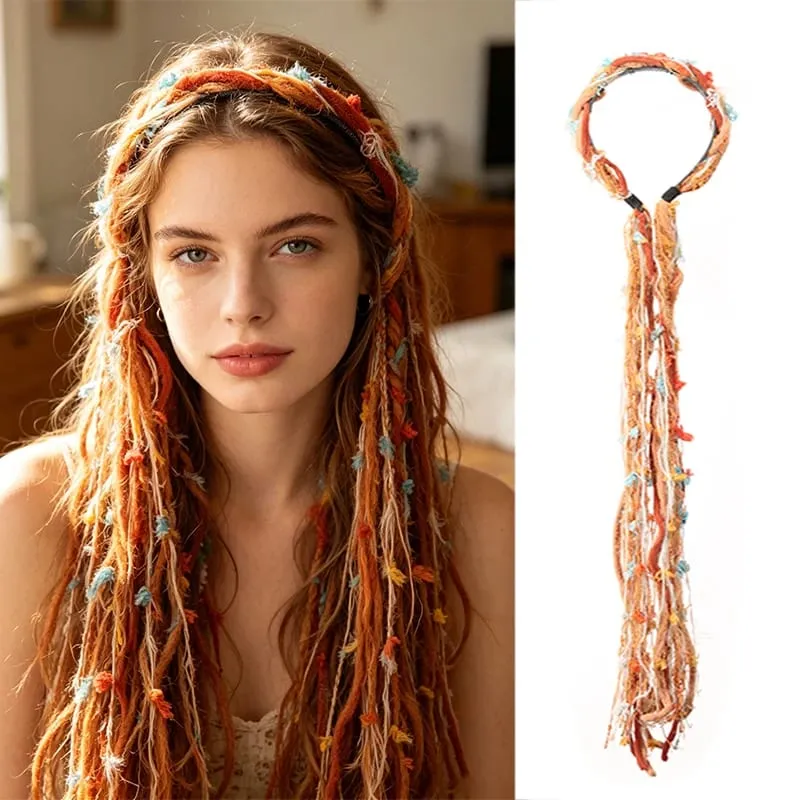 Synthetic Plush Maillard Colored Long Tassel Headband Bohemian Hair Accessory Suitable for Women's Parties — image 9