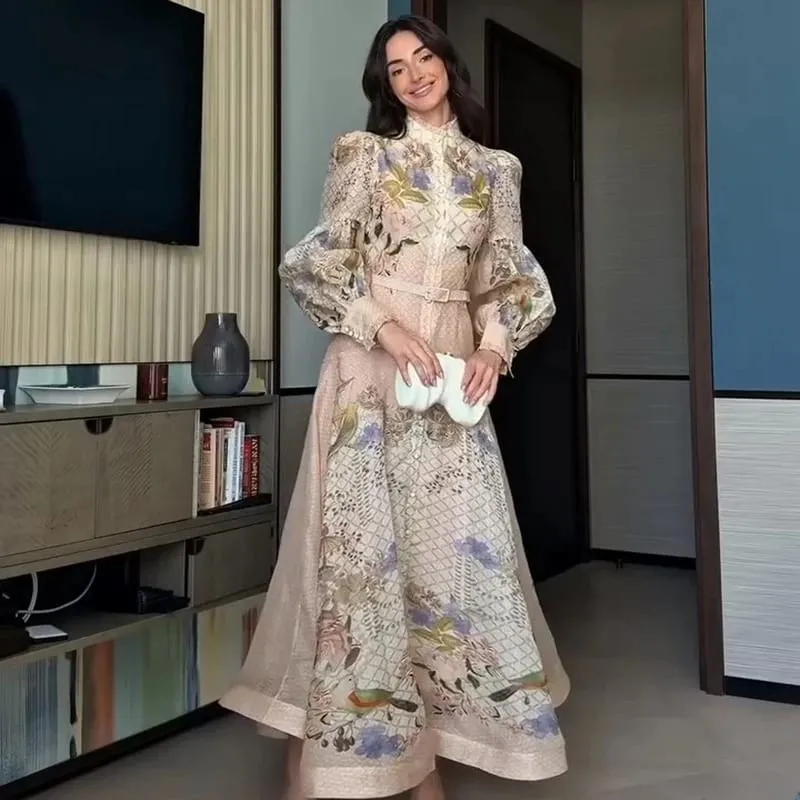 Printed Women's Maxi Dresses O-neck Big Swing Oversized Dress Irregular Hem Dresses Bohemian Female Robes Loose Partywear New — image 4