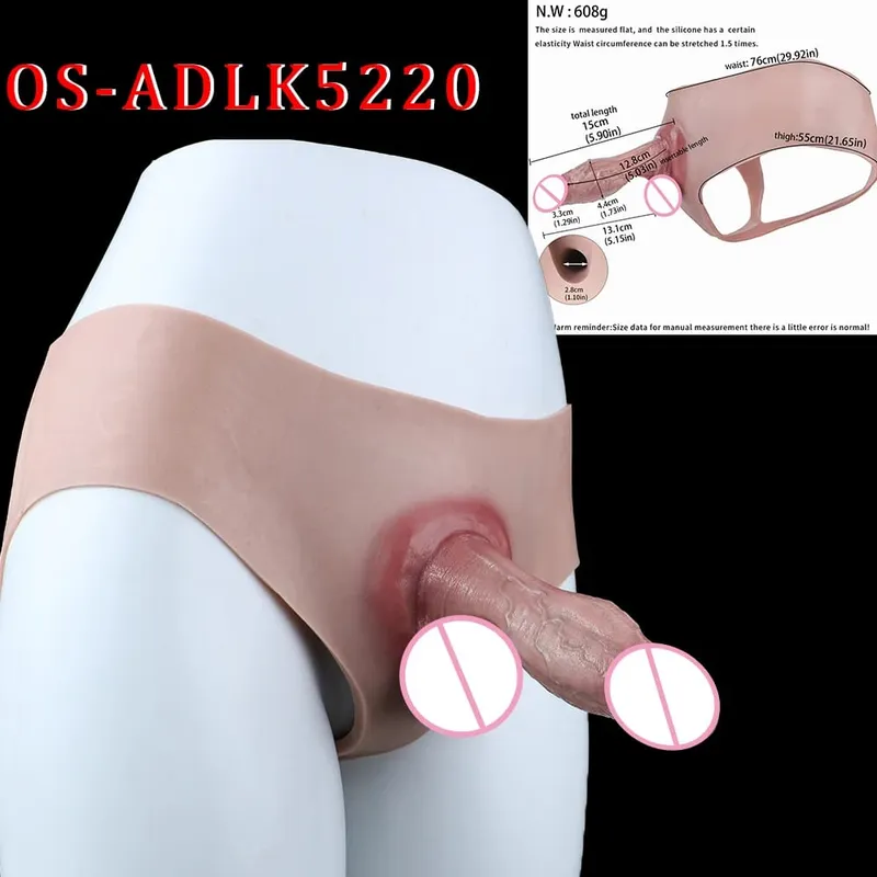 Højtalje realistisk penisærme насадка на член Strap On Hollow Dildotrusser Silikone Dick Extender Sexlegetøj til mænd