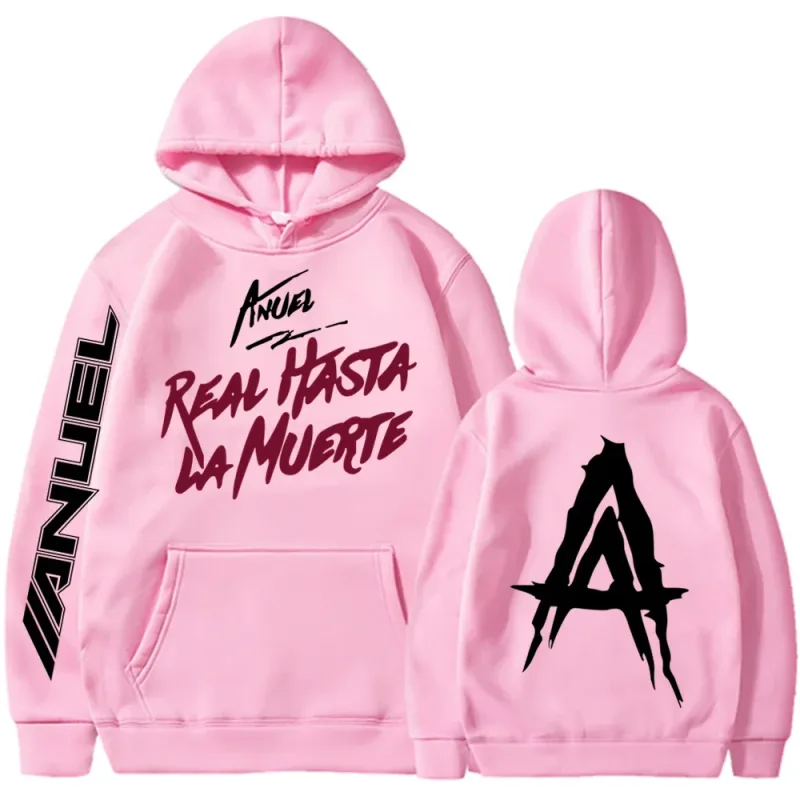 Autumn Fleece Men's Hoodies Anuel AA Real Hasta La Muerte Print Sweatshirts Streetwear Rapper Loose Pullover Casual Hooded Tops — image 5