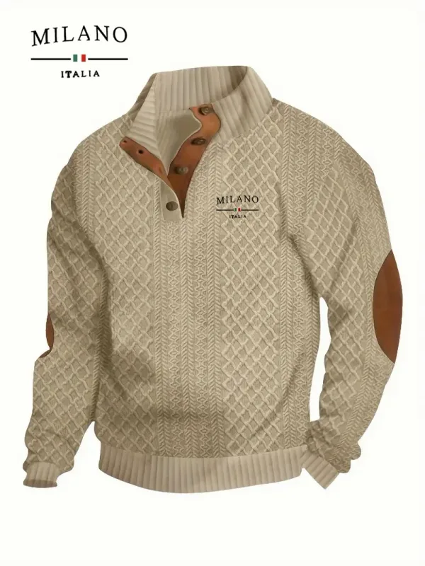 Henry Hoodie Um padrão italiano de Milão é um pulôver masculino de outono e inverno quente, macio e adequado para a pele