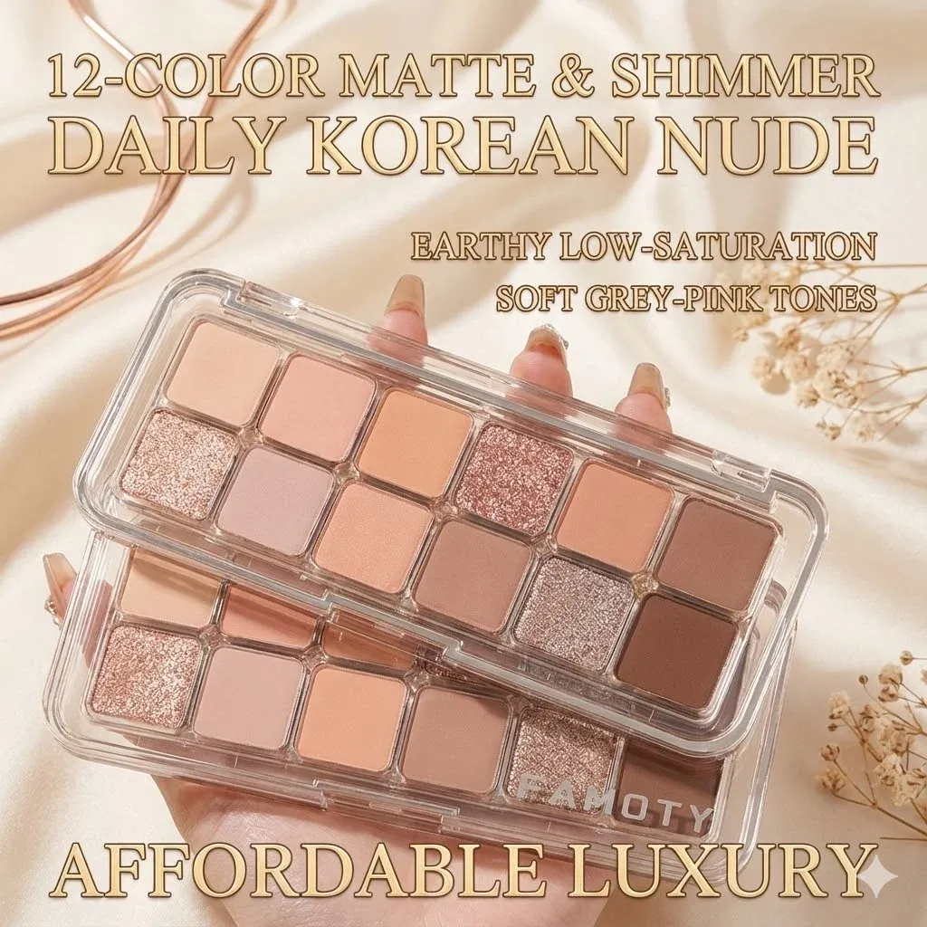 Palette de fards à paupières 12 couleurs à faible Saturation, tout mat, thé abricot, maquillage pour les yeux, maquillage quotidien de la terre, ombres à paupières longue durée — image 6