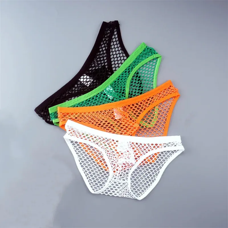 Sexy Man Fishnet Mesh Underwear See Through Male Briefs Breathable and Comfortable High Quality Low Waist Panties
