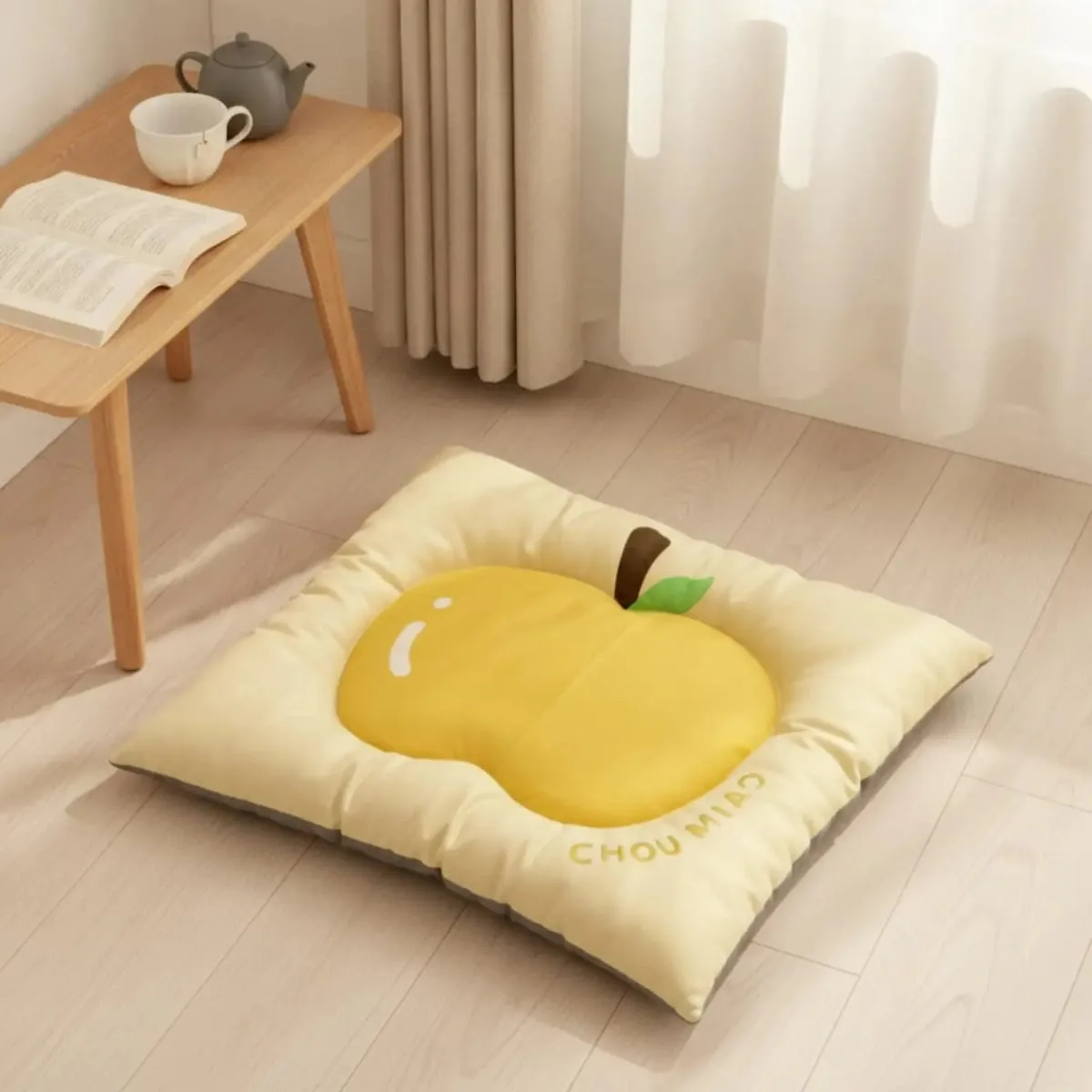 Washable Pet Mat with Padded Border Fruit Design Comfortable Sleeping Cushion for Small Dogs Cats Puppy Bedding Pet Supplies
