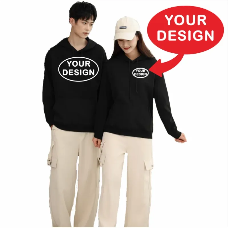 Na-customize na Naka-print na Mga Hoodies ng Lalaki at Babae na Loose Casual Fashion Long Sleeved Pullovers na Burdado na LOGO Street Sports Shirts