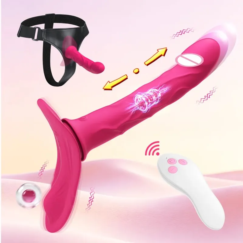 Thrusting Vibrator Remote Control Vibrating Silicone Strap On Dildo G Spot Wearable Pegging Panties Vibrators Sex Toy for Women — image 8