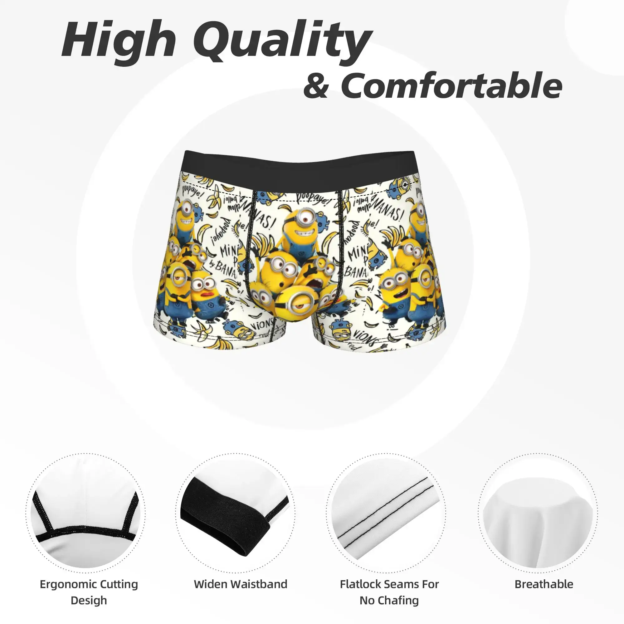M-Minions Boxershorts 3D Pouch Underwear High Quality Customs Boxer Brief Comfortable Males Panties Plus Size — image 5