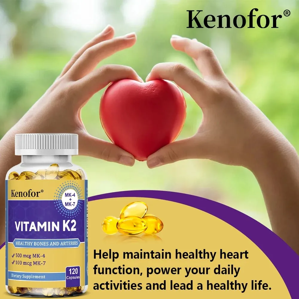 Vitamin K2 Supplement Capsules MK-7 & MK-4 Promote Bone Joint Health Metabolism and Immunomodulation - Non-GMO