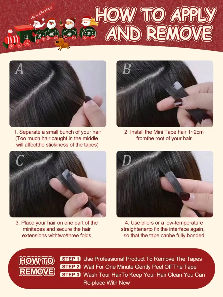 Invisible Mini Tape Hair Extensions 12-20Inch Human Hair Extentions 3x0.8cm Invisible Tape 10pcs/pack For Side Machine-Remy Hair