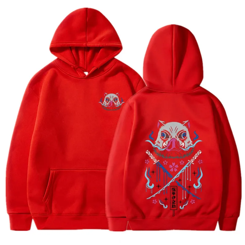 Inosuke anime hoodies das mulheres dos homens kimetsu não yaiba kawaii manga sweatshirts gótico harajuku com capuz pulôver casual streetwear — image 12