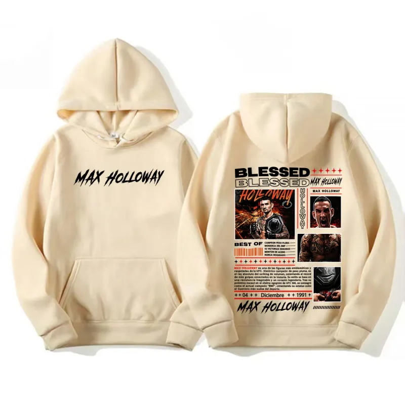 Max Holloway Blessed Vintage Graphic Hoodies Men Women Fashion Violence Aesthetic Sweatshirt Casual High Quality Pullovers Hoody — image 6