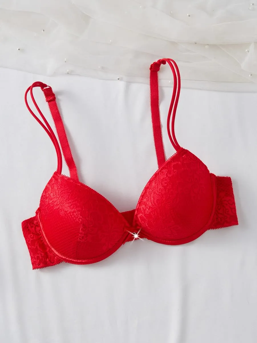 4 PCS Women's Underwear Set Sexy Floral Lace Push Up Bra Sheer Breathable Panties Stylish Comfortable Sexy Lingerie