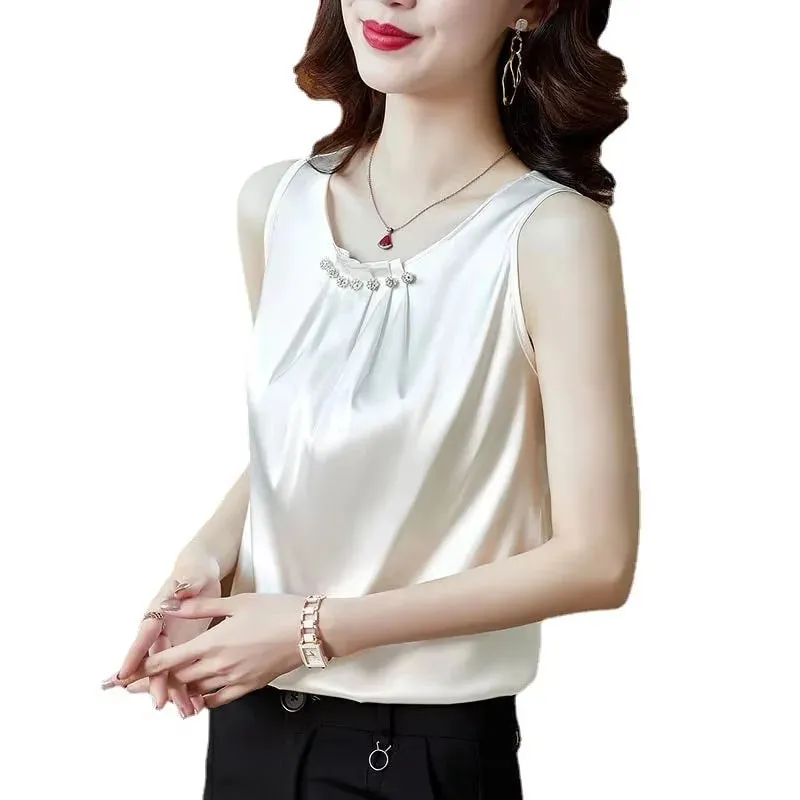 Ice Silk Women Summer Tanks Camis Vest Fashion Casual Sleeveless Ladies Street Tanks Tops Tees Hotsweet — image 5