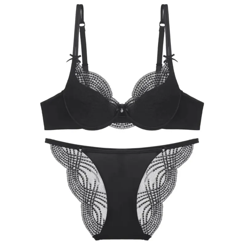 Halvkopp underkläder Set Dam Tunn Cup Push Up Mjuk Bygel BH Trosa Liten bröst Samla sidostöd Anti Sag Underkläder 32‑38 — image 10