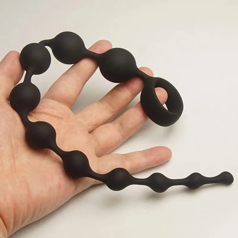 Silicone Anal Beads Sex Toys 10 Increasing Size Balls Anus Butt Plug Analplug Buttplug Butplug With Easy Pull Loop Handle — image 2