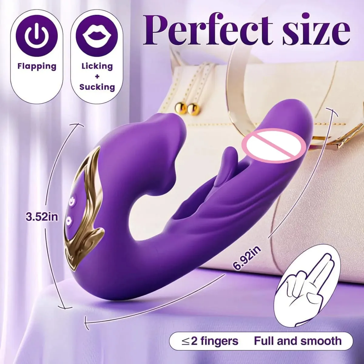 3 i 1 Dildo Vibrator för kvinnor Tungan slickar Knacka Klaffa G-punktsstimulering Sexleksaker för kvinnor Kvinnlig onanist Vuxen — image 5