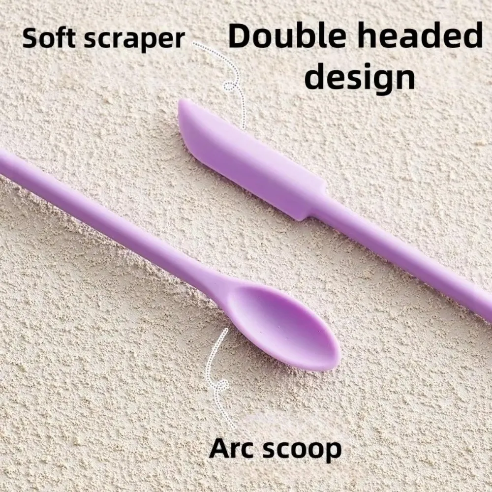 3pcs Portable Mini Silicone Scraper Double-head Soft Cosmetic Digging Spoon Lengthened Jam Scraping Spoons Makeup Brushes Set — image 3