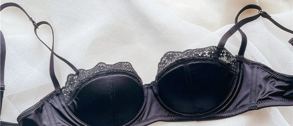 Women Half Cup Lace Bra Set Thin Underwire Sexy Minimizer Bra Anti‑Sag Side Support Hide Armpit Fat Ladies Lingerie Set 2‑38 — image 11