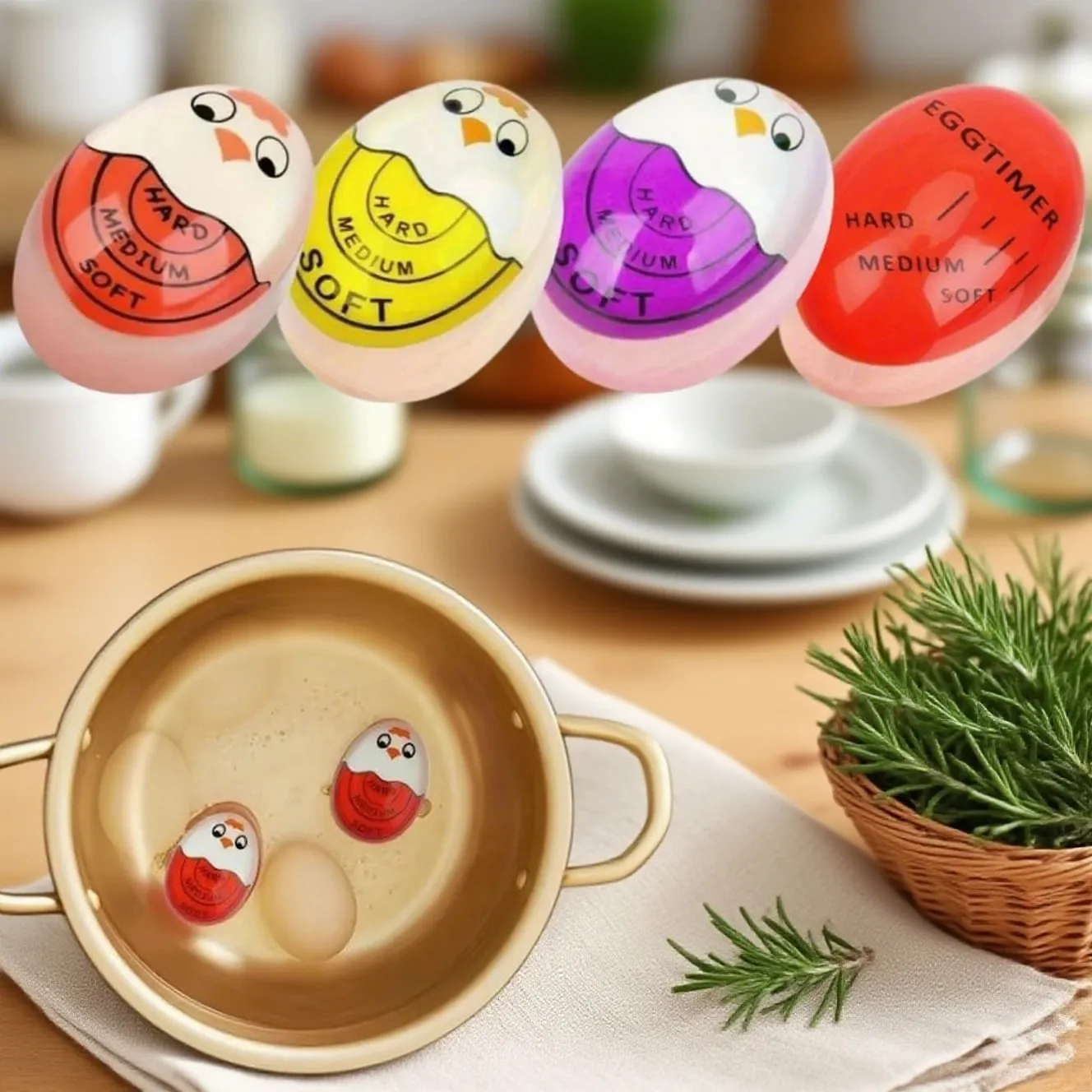 DU Egg Timer Color Changing Indicator Kitchen Boiled Egg Timer Resin Perfect Boiled Eggs By Temperature Home Kitchen Gadget — image 7