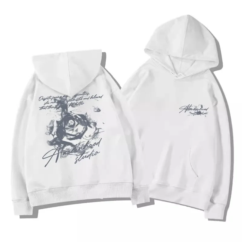 Rose Flower Men Women Hoodie Pullover Outdoor Street Casual Loose Sports Comfort Sporty Versatile Daily Winter Autumn Sweatshirt — image 4