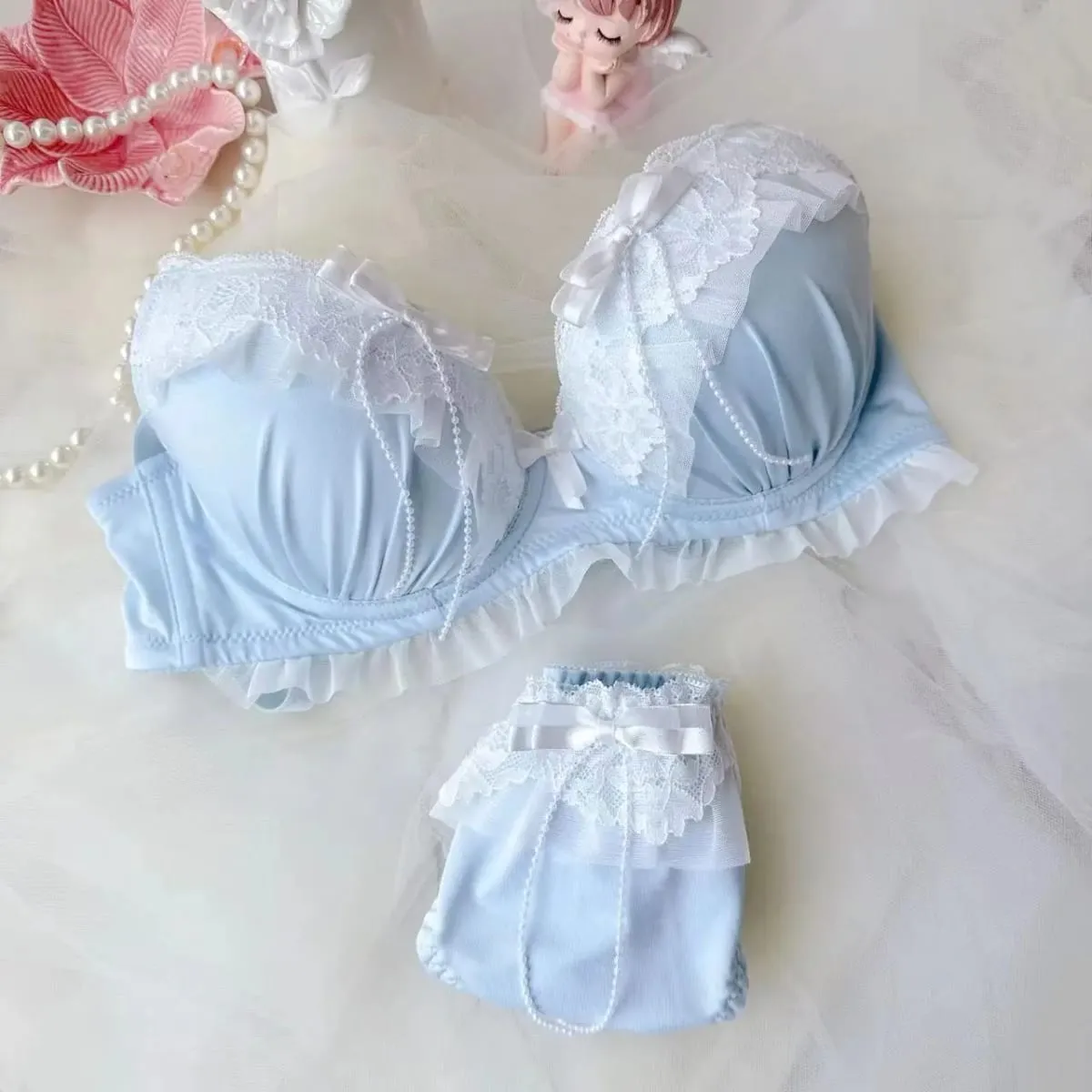 Bordado push up lingerie feminina copos finos estilo universitário estudante sutiãs meninas bonito reunido sexy conjunto de sutiã — image 4