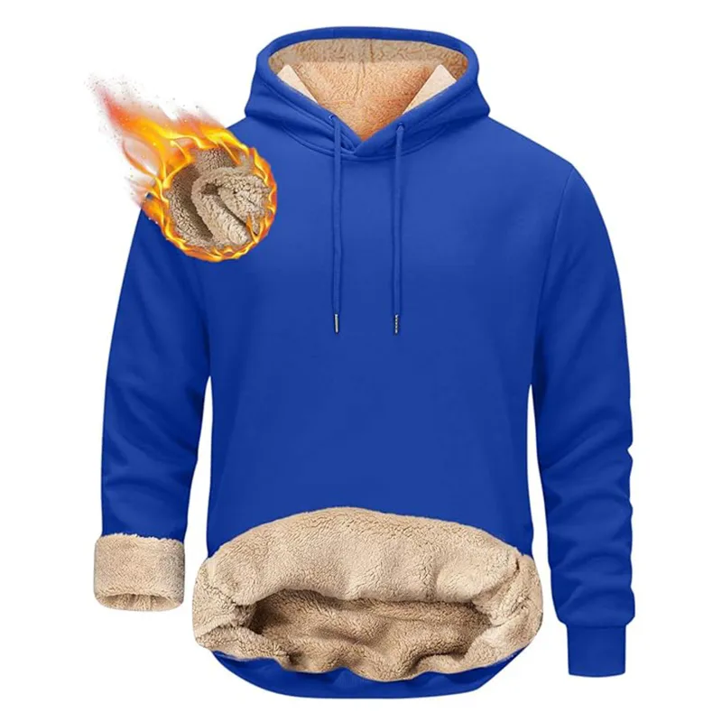 Vinter Varma Luvtröjor Herr Sport Tjocka Sweatshirts Vindtät Thermal Casual Enfärgad Lös långärmad tröja Streetwear — image 11