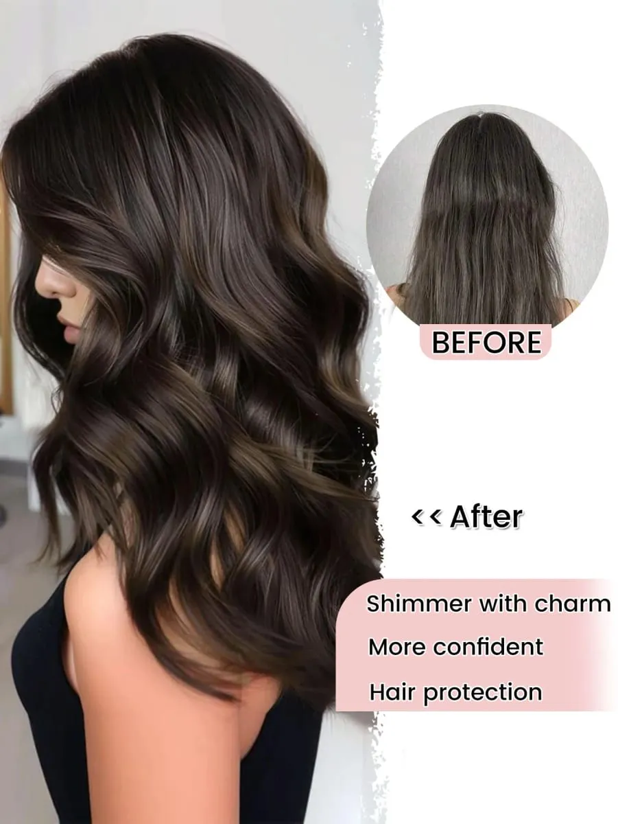 4PCS Full Head 14 Inch Long Curly Wavy Synthetic Hair Pieces Clip In Hair Extensions Natural Wavy For Women Girls Hair